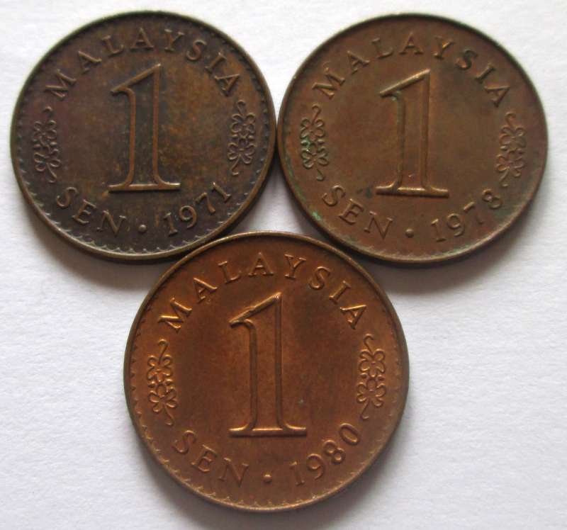 1 Sen Malaysia 1971 + 1978 + 1980