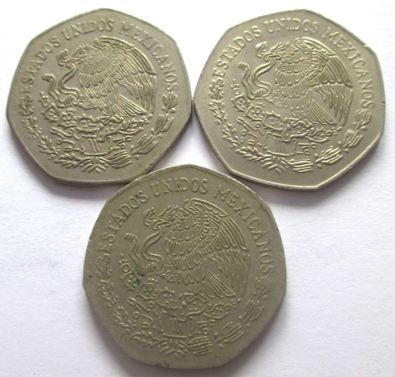 10 Pesos Mexico 1976 + 1977 + 1980