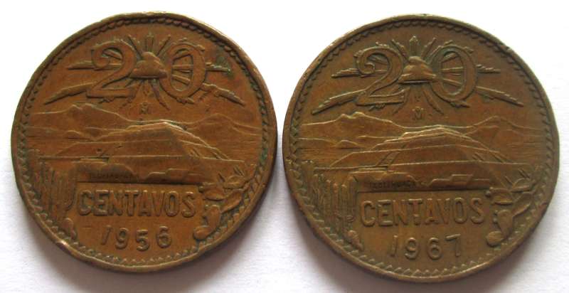 2 Centavos Mexico 1956 + 1967