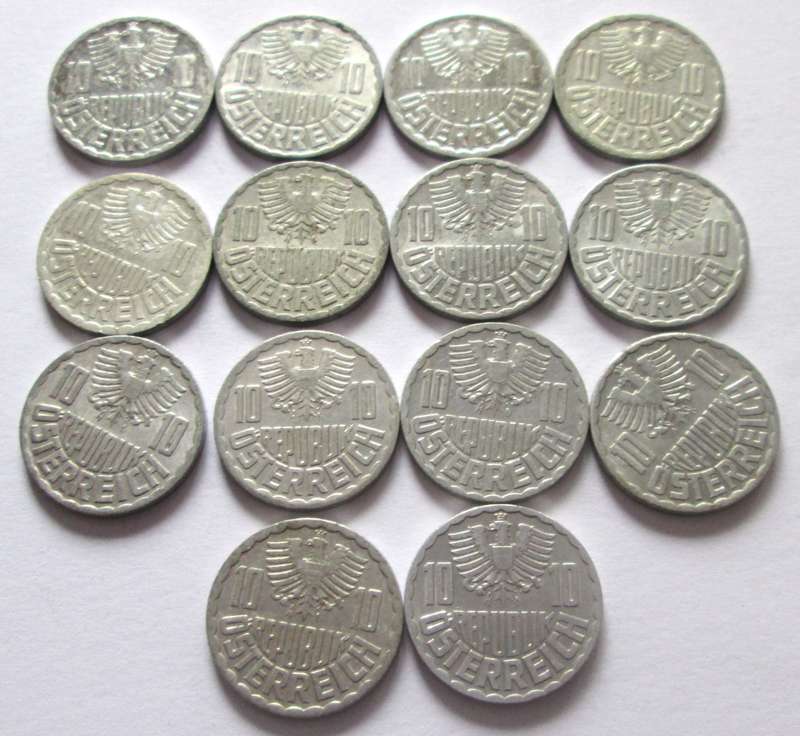 10 Groschen Austria 1970 - 1976/78/79/81/83/86/87/89
