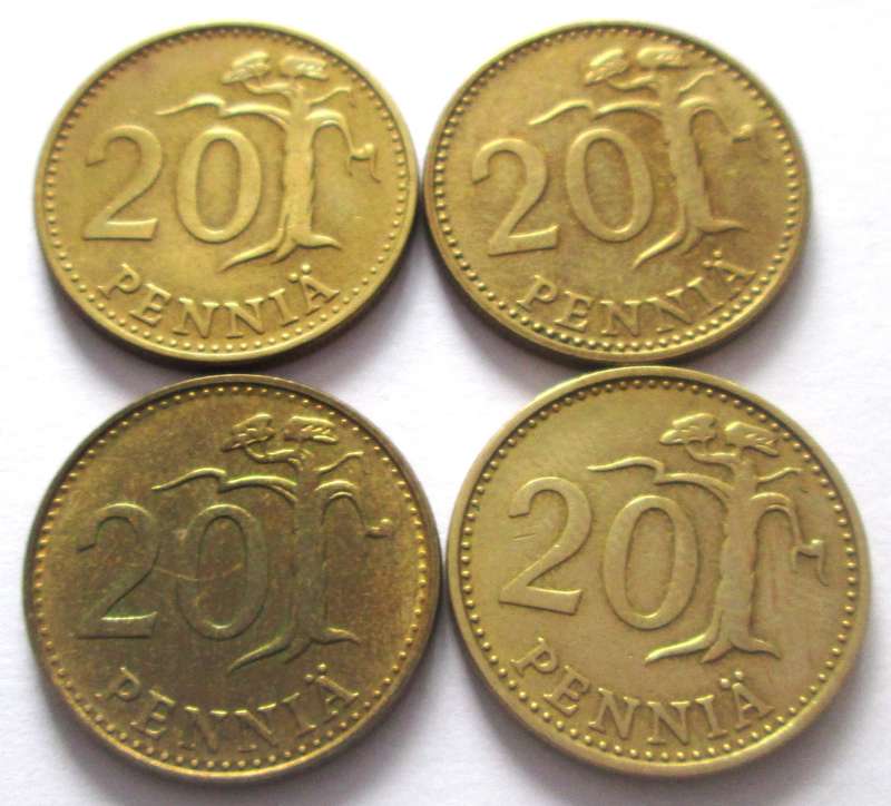 20 Pennia Finland 1963 + 1964 + 1978 + 1989
