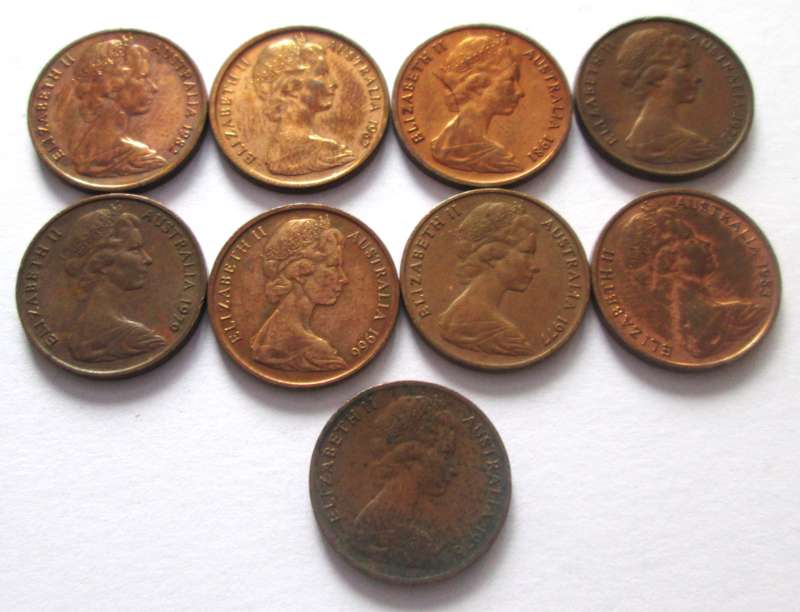 1 Cent Australia 1966 + 1967 + 1972 + 1976 + 1977 + 1979 + 1981 - 1983
