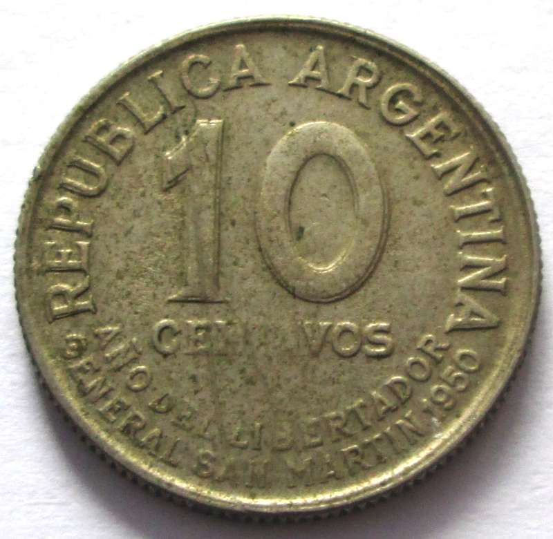 1950 Argentina 10 Centavos