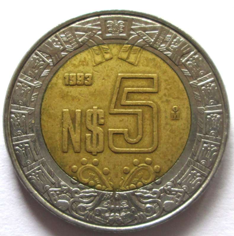 1993 Mexico 5 Pesos