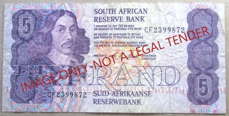 Five Rand South Africa Serial Nr CF2399872