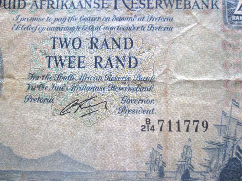 Two Rand Republic of South Africa Serial Nr B214 711779