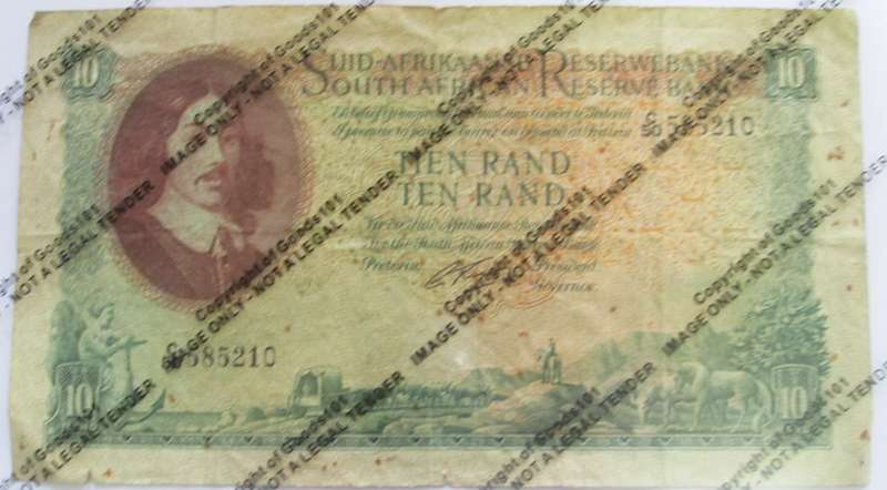Ten Rand Republic of South Africa Serial Nr C50 585210
