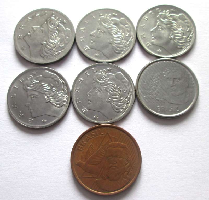 5 Centavos Brasil 1967 + 1969 + 1975 + 1976 + 1977 + 1996 + 2009