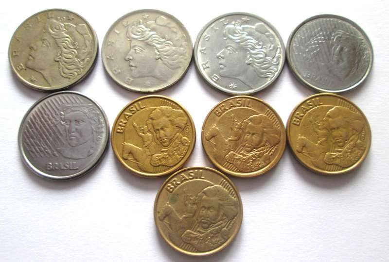 10 Centavos Brasil 1967 + 1970 + 1975 + 1994 + 1995 + 2003 - 2005 + 2014