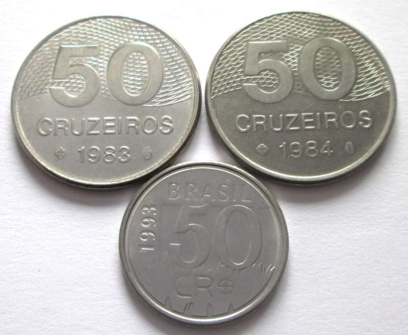 50 Cruzeiros Brasil 1983 + 1984 + 1993