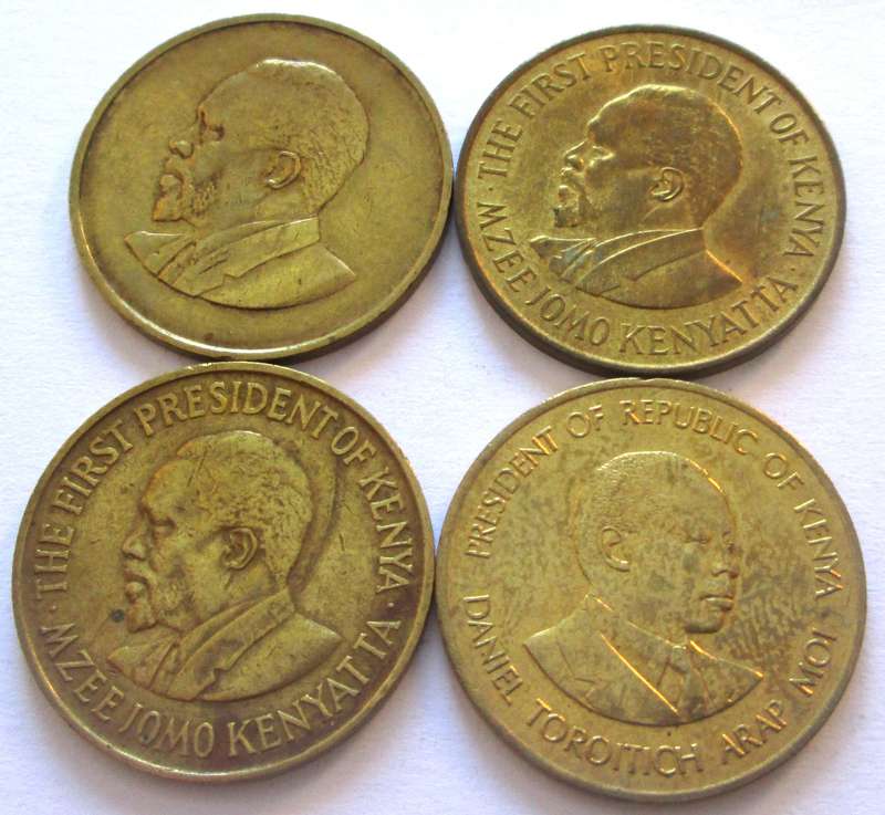 5 Cents Kenya 1968 + 1971 + 1975 + 1990