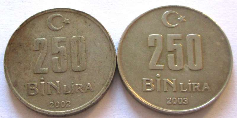250 Kurus Turkey 2002 + 2003