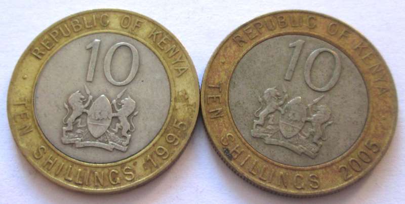 10 Shillings Kenya 1995 + 2005