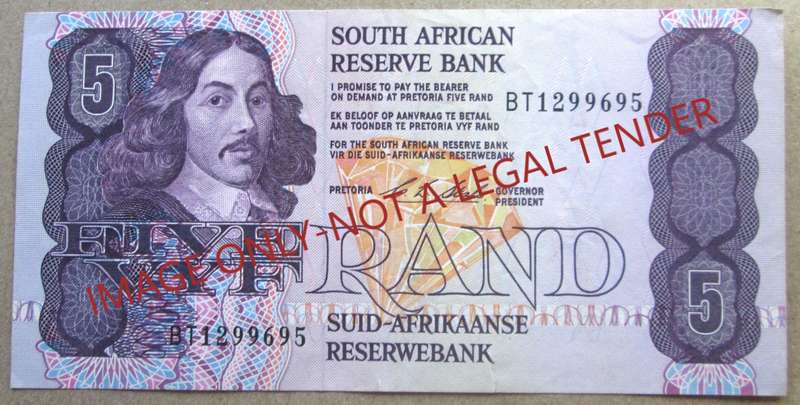 Five Rand South Africa Serial Nr BT1299695