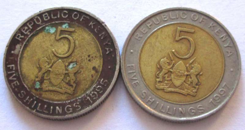 5 Shillings Kenya 1995 + 1997