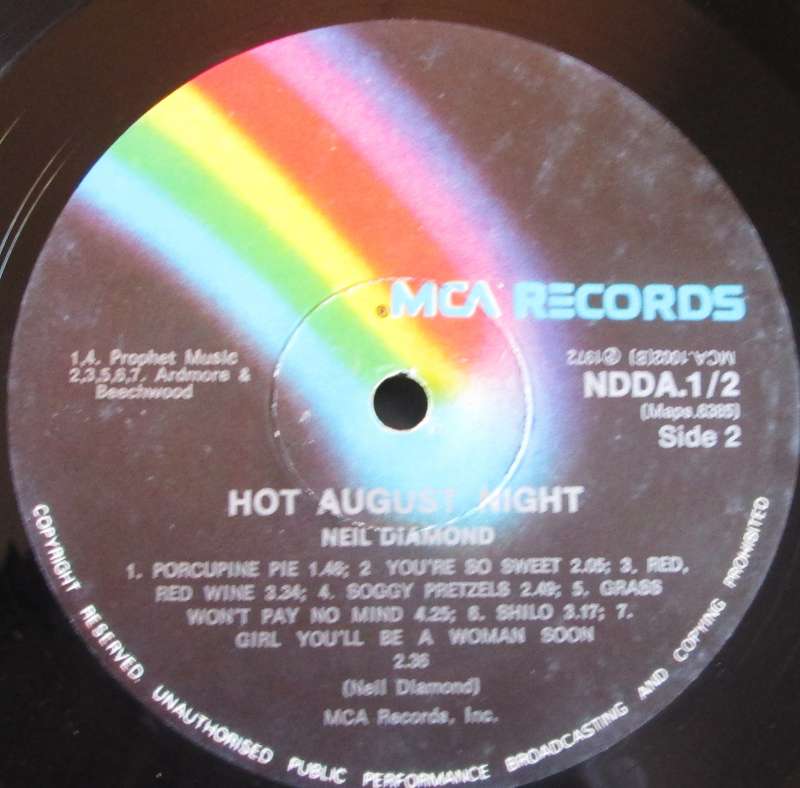 1972 Neil Diamond Hot August Night NDDA 1/2