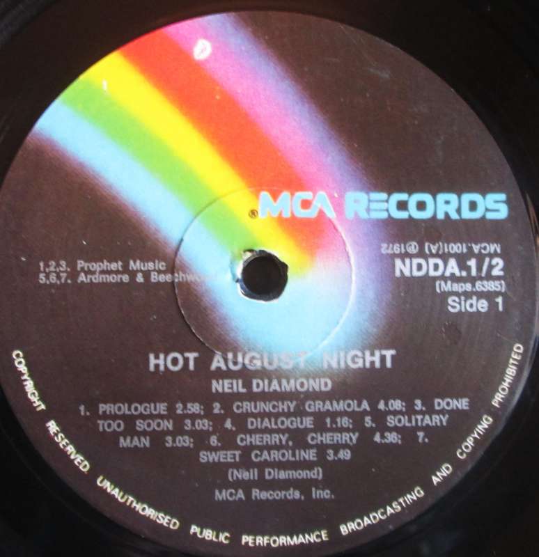 1972 Neil Diamond Hot August Night NDDA 1/2