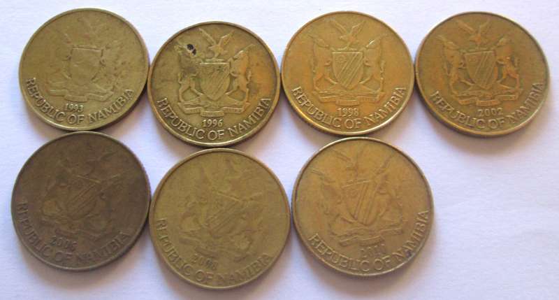 1 Dollar Namibia 1993 + 1996 + 1998 + 2002 + 2006 + 2008 + 2010
