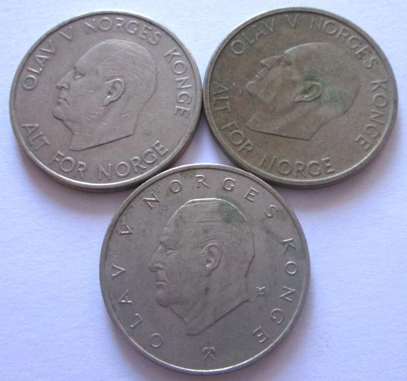 5 Krone Norway 1963 + 1969 + 1976