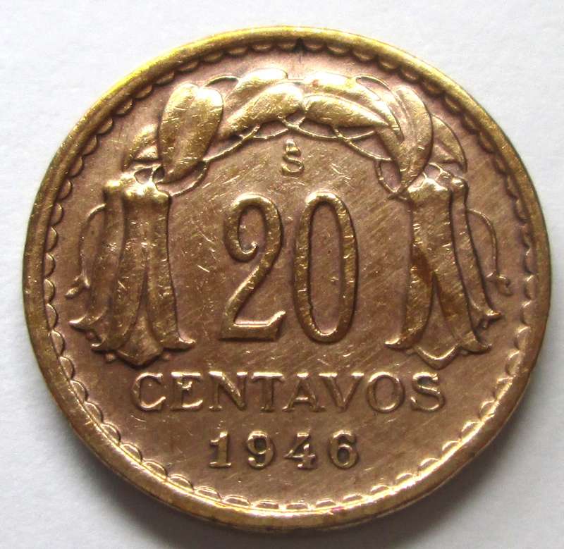 1946 Chile 20 Centavos