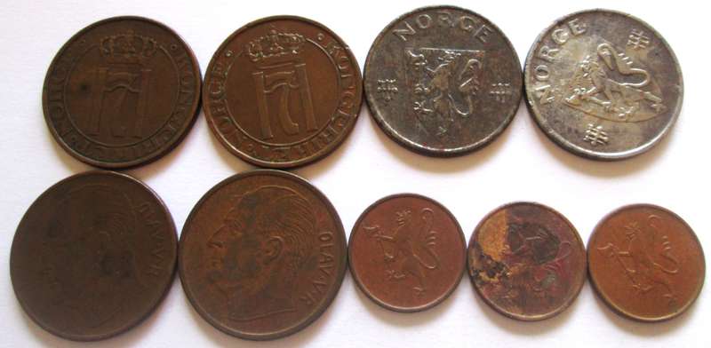 5 Ore Norway 1930 + 1941 + 1942 + 1959 + 1971 + 1973 + 1975 + 1977