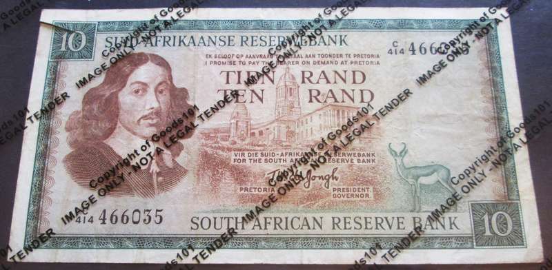 Ten Rand Republic of South Africa Serial Nr C414 466035