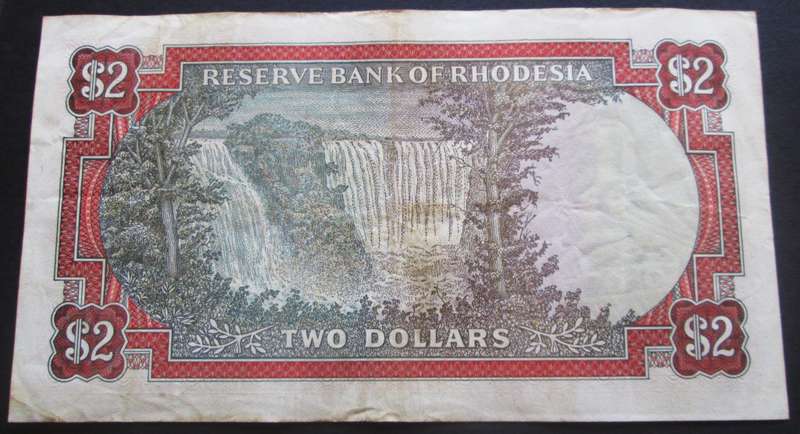 1979 Rhodesia Banknote Two Dollars Serial Nr K172 502821