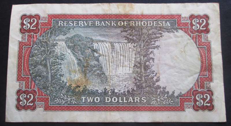 1979 Rhodesia Banknote Two Dollars Serial Nr K158 685714