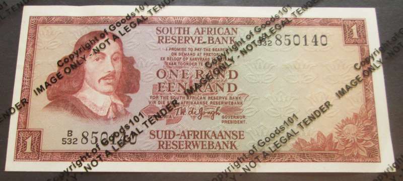 One Rand Republic of South Africa Serial Nr B532 850140