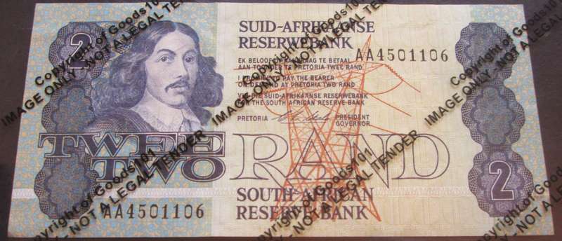 Two Rand Republic of South Africa Serial Nr AA4501106