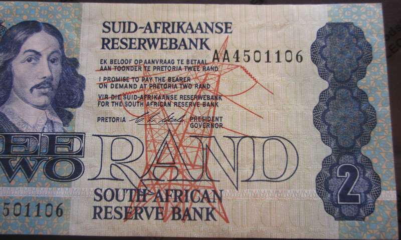 Two Rand Republic of South Africa Serial Nr AA4501106