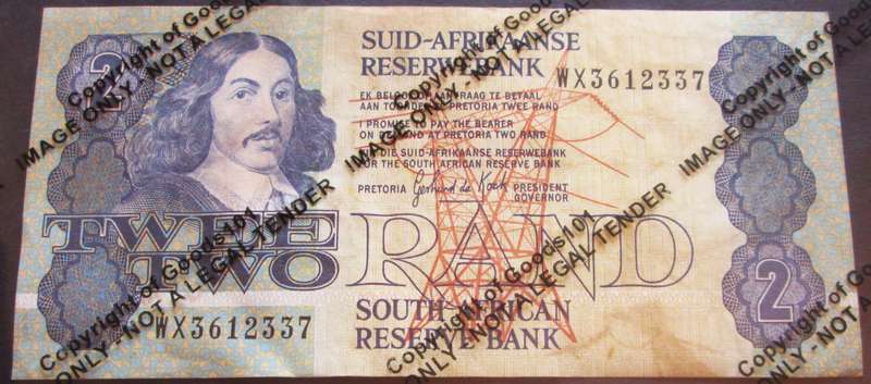 Two Rand Republic of South Africa Serial Nr WX 3612337 Replacement Note