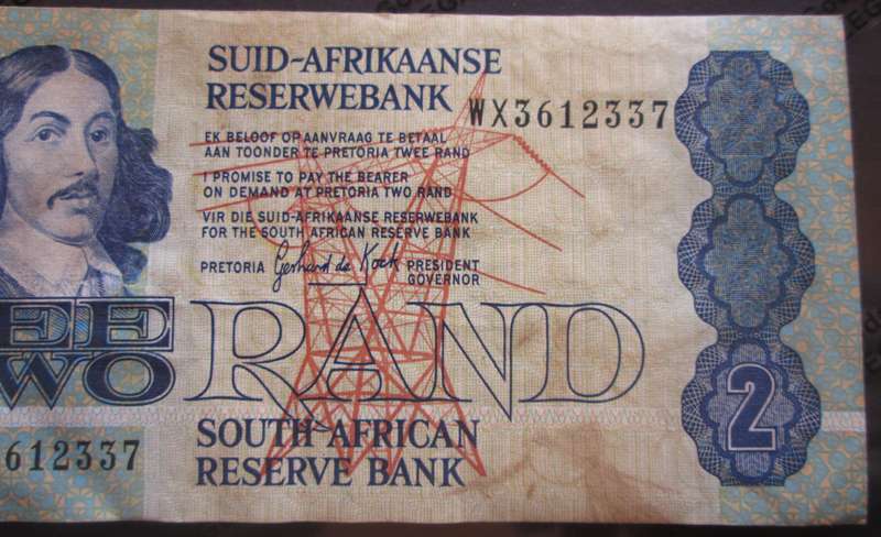 Two Rand Republic of South Africa Serial Nr WX 3612337 Replacement Note