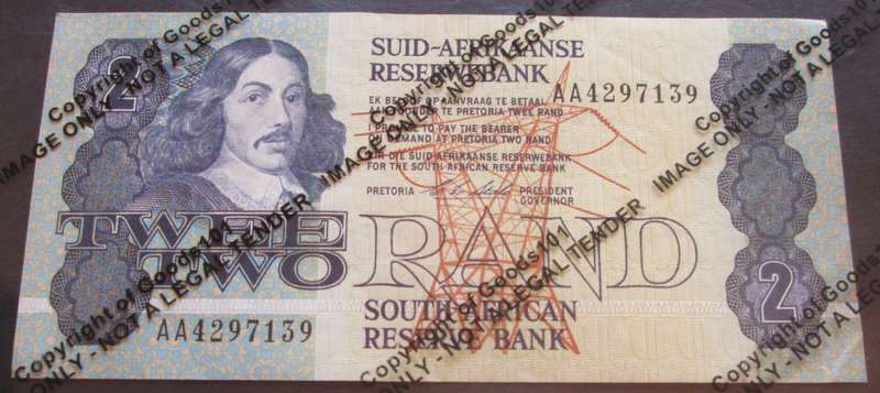 Two Rand Republic of South Africa Serial Nr AA4297139