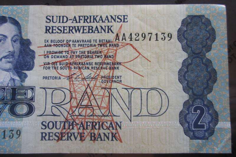 Two Rand Republic of South Africa Serial Nr AA4297139