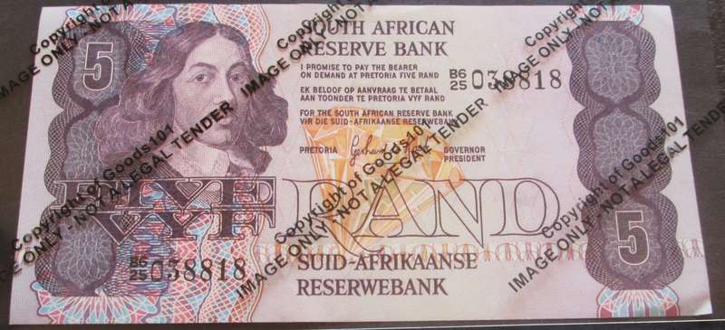 Five Rand Republic of South Africa Serial Nr B6 25 038818
