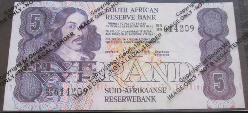Five Rand Republic of South Africa Serial Nr B3 39 614209