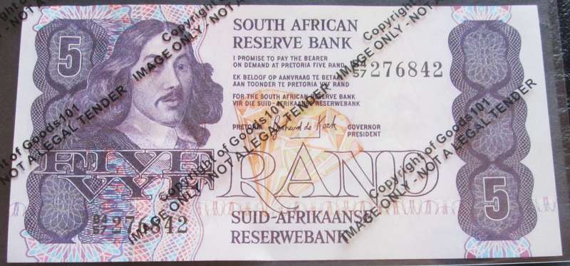 Five Rand Republic of South Africa Serial Nr B4 57 276842