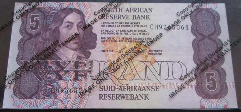 Five Rand Republic of South Africa Serial Nr CH9363064