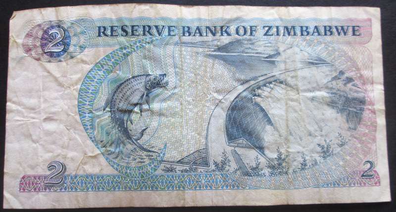 1980 Two Dollars Zimbabwe No AA6466215A