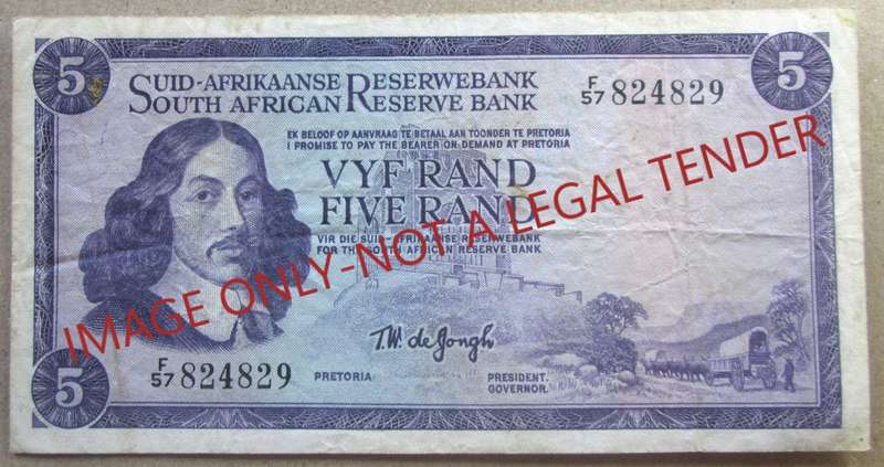Five Rand South Africa Serial Nr F57 824829