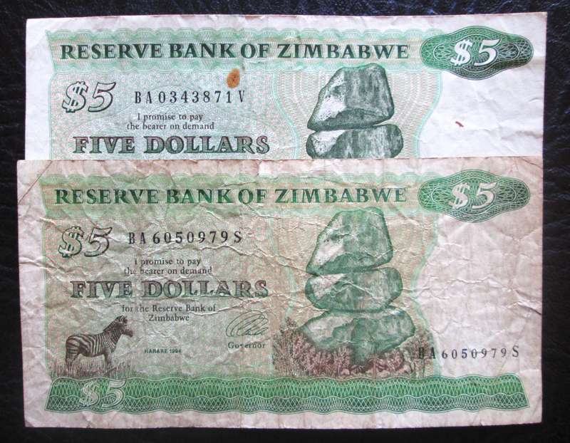1994 Five Dollars Zimbabwe
