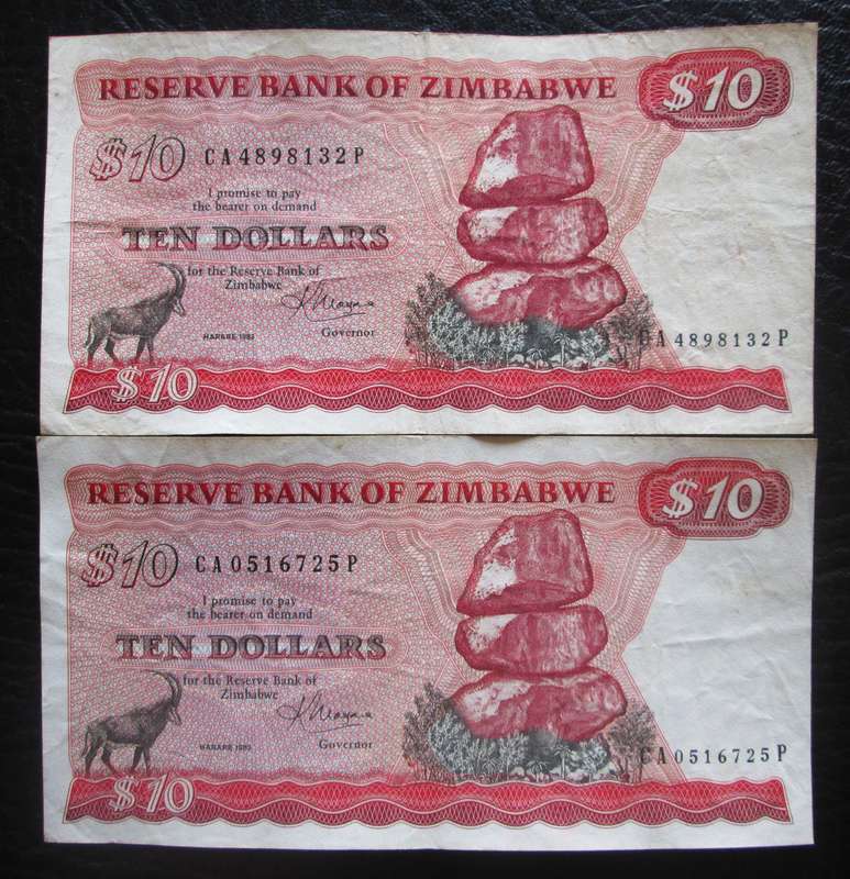 1983 Ten Dollars Zimbabwe