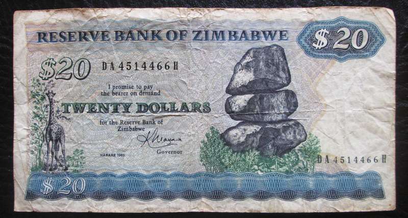 1983 Twenty Dollars Zimbabwe No DA4514466H
