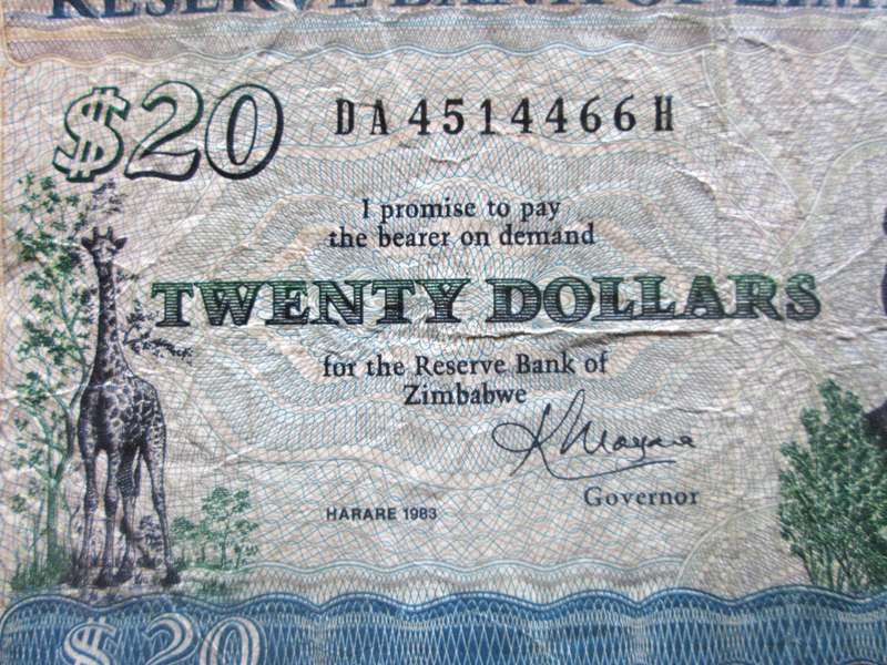 1983 Twenty Dollars Zimbabwe No DA4514466H