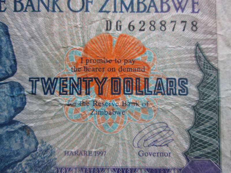 1997 Twenty Dollars Zimbabwe No DG6288778