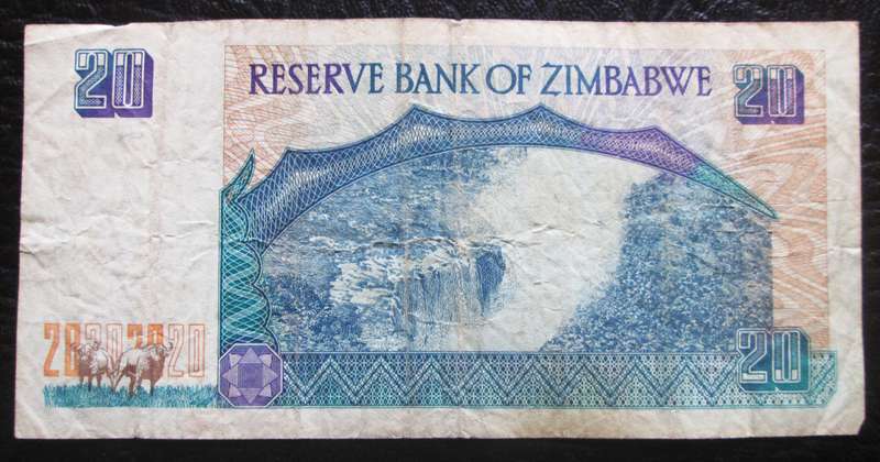 1997 Twenty Dollars Zimbabwe No DG6288778
