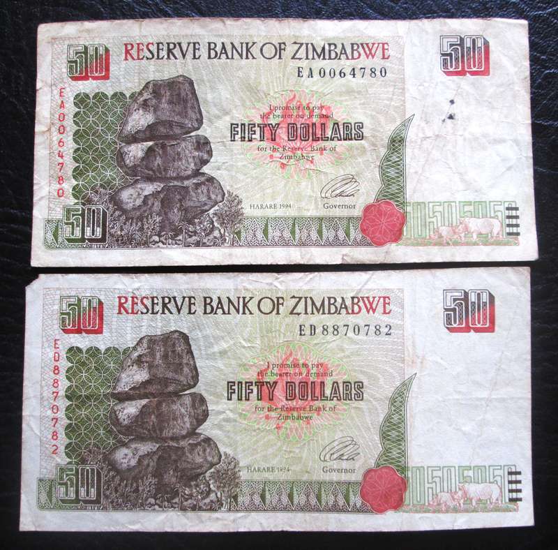 1994 Fifty Dollars Zimbabwe
