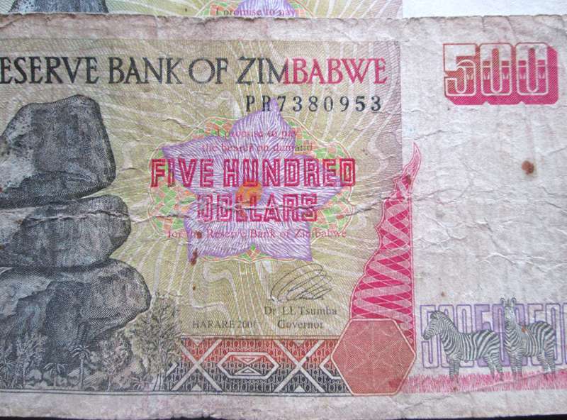 2001 Zimbabwe 500 Hundred Dollars
