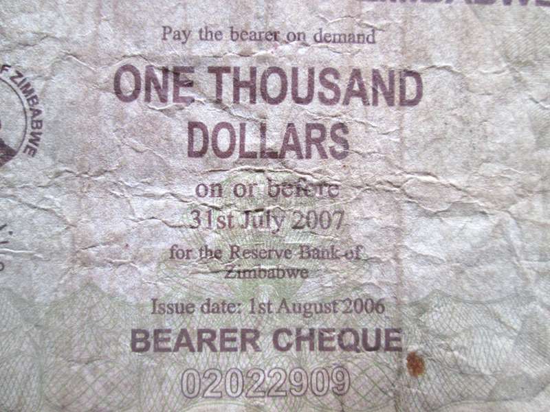 1000 Dollars Zimbabwe 2006 No AD0088652